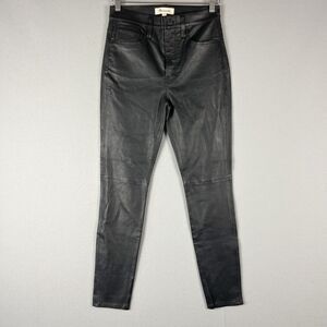 Madewell Lamb Leather Skinny Jeans Womens 26 Black High Rise Rock Preppy Classic